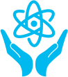 hands with nuclear symbol icon