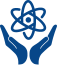 hands with nuclear symbol icon